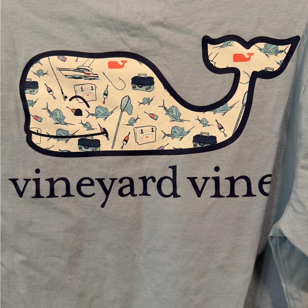 Vineyard Vines Light Blue Whale Tee - Small (8-10) — 040926